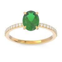 Lab Emerald Ring In 14k Yellow Gold With Lab Diamond Presya Oval Classic Ring