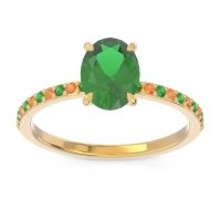 Lab Emerald Ring In 14k Yellow Gold With Emerald And Citrine Presya Oval Classic Ring