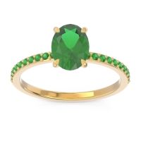 Lab Emerald Ring In 14k Yellow Gold With Emerald Presya Oval Classic Ring