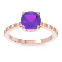 Amethyst Ring In 14K Rose Gold With Citrine And Lab Diamond Opaza Cushion Classic Ring