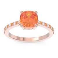 Citrine Ring In 14K Rose Gold With Diamond Opaza Cushion Classic Ring