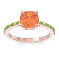 Citrine Ring In 14K Rose Gold With Peridot And Emerald Opaza Cushion Classic Ring
