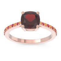 Garnet Ring In 14K Rose Gold With Citrine And Ruby Opaza Cushion Classic Ring