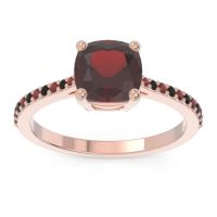 Garnet Ring In 14K Rose Gold With Black Onyx Opaza Cushion Classic Ring