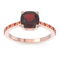 Garnet Ring In 14K Rose Gold With Ruby And Citrine Opaza Cushion Classic Ring