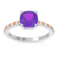 Amethyst Ring In Palladium With Citrine And Lab Diamond Opaza Cushion Classic Ring