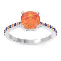 Citrine Ring In Platinum With Blue Sapphire Opaza Cushion Classic Ring