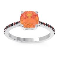Citrine Ring In Palladium With Garnet And Black Onyx Opaza Cushion Classic Ring