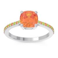 Citrine Ring In Palladium With Peridot Opaza Cushion Classic Ring