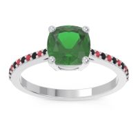 Lab Emerald Ring In Platinum With Black Onyx And Ruby Opaza Cushion Classic Ring