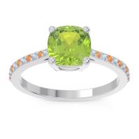Peridot Ring In Palladium With Aquamarine And Citrine Opaza Cushion Classic Ring