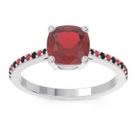 Lab Ruby Ring In Palladium With Black Onyx And Ruby Opaza Cushion Classic Ring