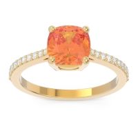 Citrine Ring In 18k Yellow Gold With Diamond And Lab Diamond Opaza Cushion Classic Ring