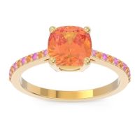 Citrine Ring In 18k Yellow Gold With Pink Tourmaline Opaza Cushion Classic Ring