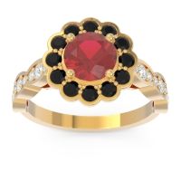 Art Deco Halo Pave Smita Ring
