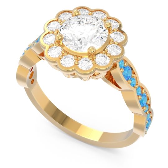 Art Deco Halo Pave Smita Ring