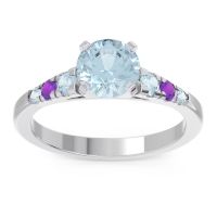 Aquamarine Ring In Platinum With Amethyst Sari Round Classic Ring