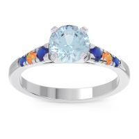 Aquamarine Ring In Platinum With Blue Sapphire And Citrine Sari Round Classic Ring