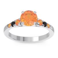 Citrine Ring In Palladium With Black Onyx Sari Round Classic Ring