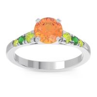 Citrine Ring In Palladium With Peridot And Emerald Sari Round Classic Ring