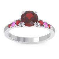 Garnet Ring In Palladium With Ruby And Pink Tourmaline Sari Round Classic Ring