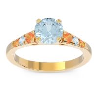 Aquamarine Ring In 14k Yellow Gold With Citrine Sari Round Classic Ring