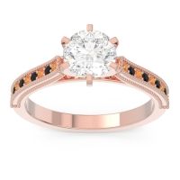 Lab Diamond Ring In 18K Rose Gold With Citrine And Black Onyx Samiti Round Antique Ring