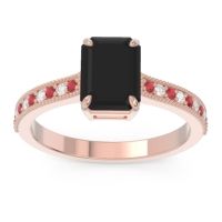 Black Onyx Engagement Ring In 18K Rose Gold With Ruby And Diamond - Gopura Emerald Antique Ring