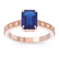 Milgrain Pave Emerald Cut Gopura Ring