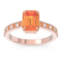 Citrine Engagement Ring In 18K Rose Gold With Diamond - Gopura Emerald Antique Ring