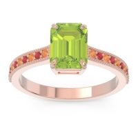 Peridot Ring In 18K Rose Gold With Citrine And Ruby Gopura Emerald Antique Ring