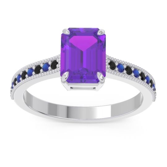 Milgrain Pave Emerald Cut Gopura Ring