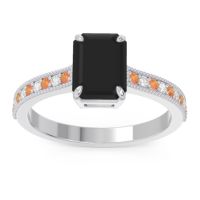 Milgrain Pave Emerald Cut Gopura Ring