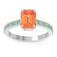 Citrine Ring In Palladium With Swiss Blue Topaz And Peridot Gopura Emerald Antique Ring
