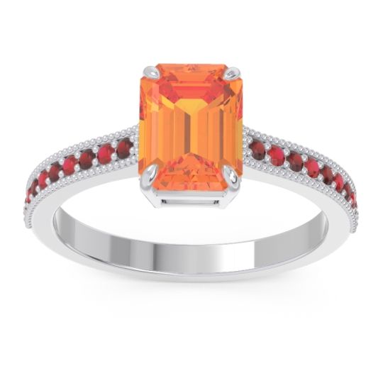 Milgrain Pave Emerald Cut Gopura Ring