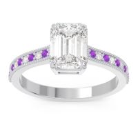 Milgrain Pave Emerald Cut Gopura Ring