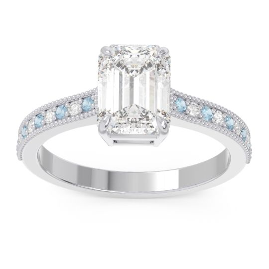 Milgrain Pave Emerald Cut Gopura Ring