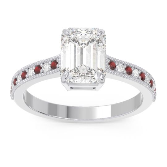 Milgrain Pave Emerald Cut Gopura Ring