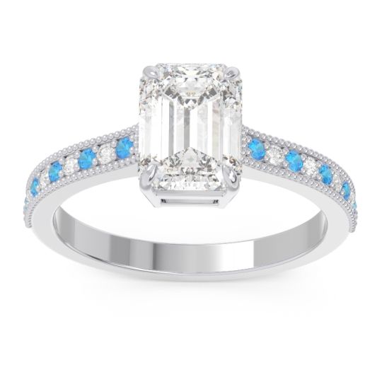 Milgrain Pave Emerald Cut Gopura Ring