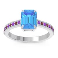 Milgrain Pave Emerald Cut Gopura Ring