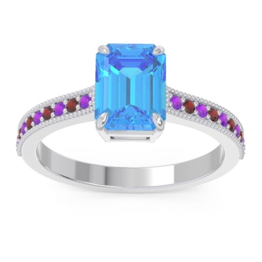 Milgrain Pave Emerald Cut Gopura Ring