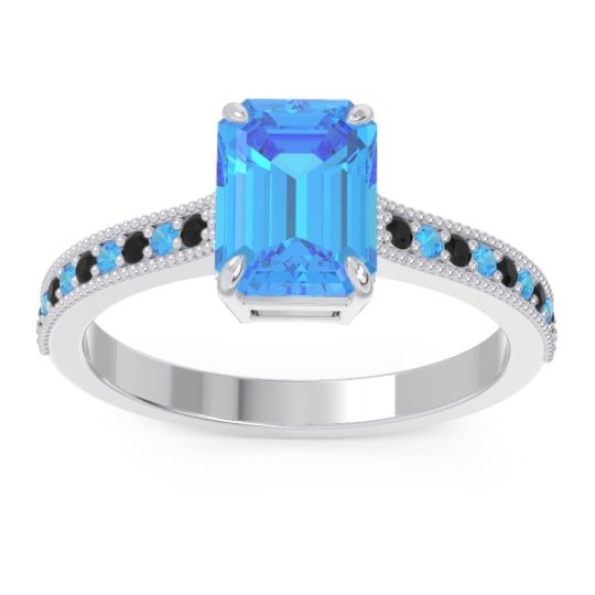 Milgrain Pave Emerald Cut Gopura Ring