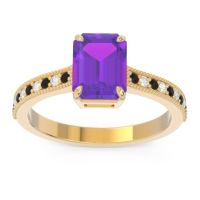 Amethyst Engagement Ring In 14k Yellow Gold With Black Onyx And Diamond - Gopura Emerald Antique Ring