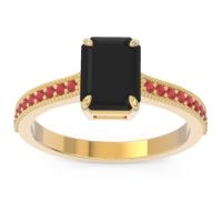 Milgrain Pave Emerald Cut Gopura Ring