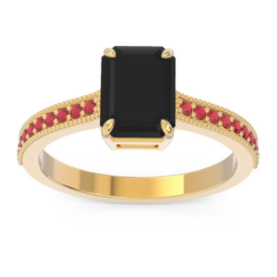 Milgrain Pave Emerald Cut Gopura Ring