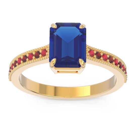 Milgrain Pave Emerald Cut Gopura Ring