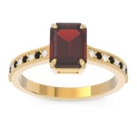 Garnet Ring In 18k Yellow Gold With Diamond And Black Onyx Gopura Emerald Antique Ring