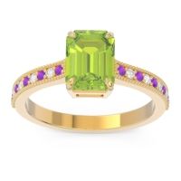 Milgrain Pave Emerald Cut Gopura Ring