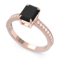 Milgrain Pave Emerald Cut Gopura Ring