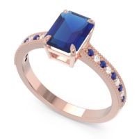 Milgrain Pave Emerald Cut Gopura Ring